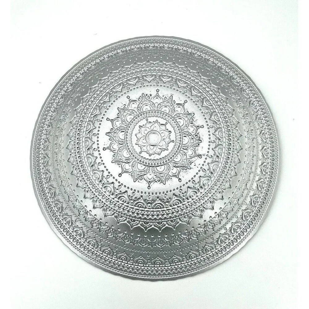 Turkish Glass Round Bowl Dinner Display Multi Color Oriental Lace 16” W XL